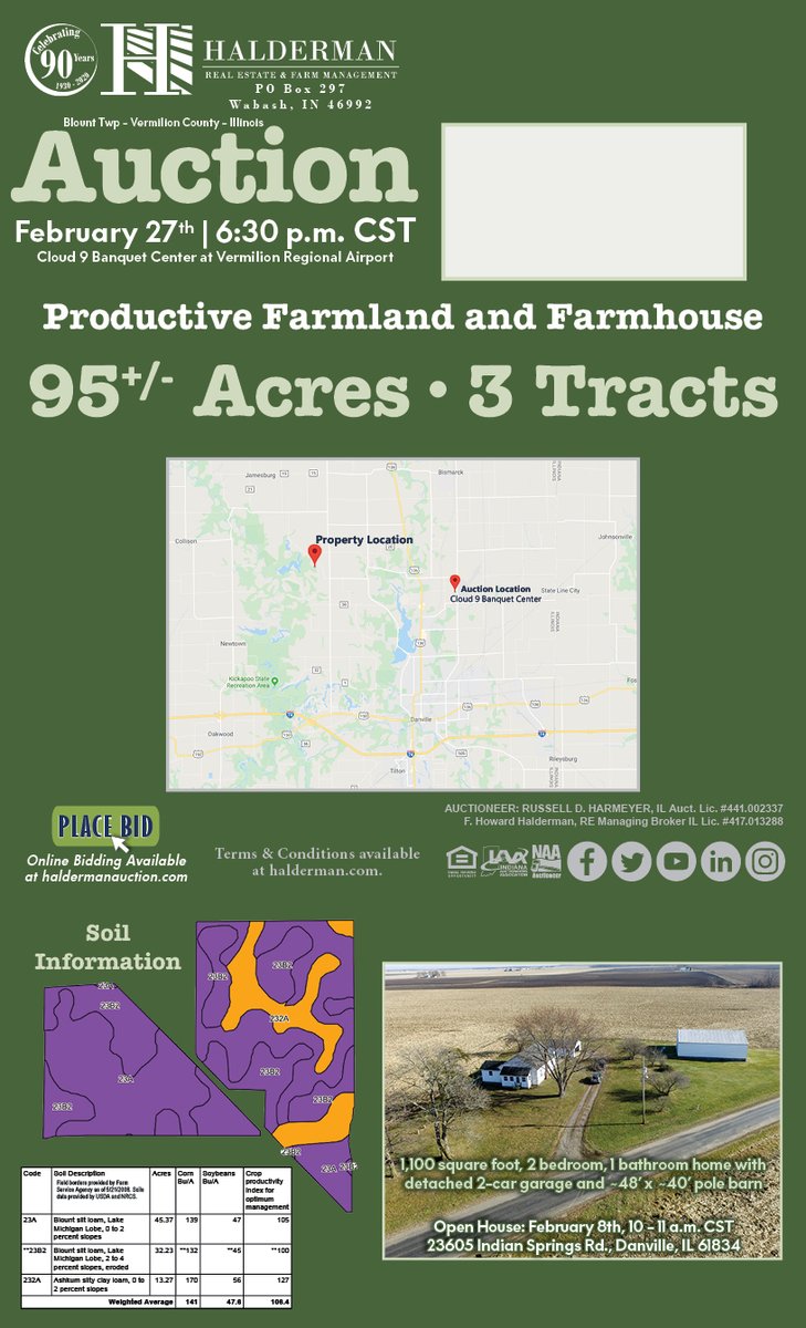 hfmshres's tweet photo. 95 acres of productive farmland and 2 bedroom, 1 bath farmhouse in Vermilion Co. IL. For more details on this listings https://t.co/yBhv2L1rH0 #haldermanauction #haldermancanhelp #land #auctionswork #realestate #vermilioncounty https://t.co/DqRWUeMQtr