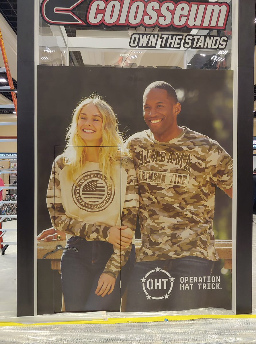 SupportOHT's tweet photo. At the Sports Licensing and Tailgate Show in Las Vegas. This is one wall of the Colosseum booth. Phenomenal!!!! Thanks for being such terrific partners. https://t.co/xdh5FHPiG1 #neverforget #supportOHT https://t.co/A9XeHXcXcd
