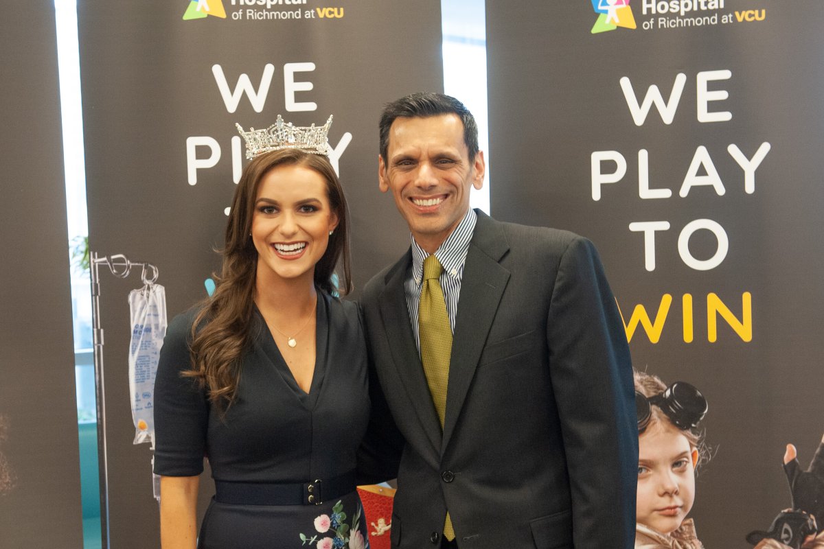 VCUpresident's tweet image. Thanks to #MissAmerica and #VCUPharmacy student @CamilleSchrier for today's visit and discussion with #VCU and #VCUHealth faculty, staff and students about the importance of drug safety and abuse prevention.