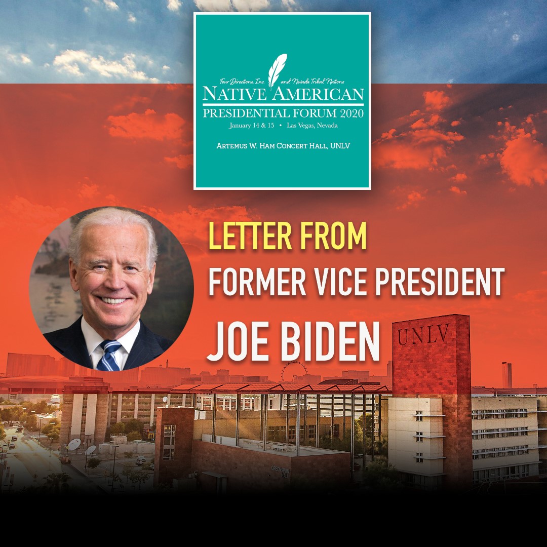 NCAI1944's tweet image. Former Vice President Joe Biden addressed the #NativeForum via video and sent a letter emphasizing his commitment to strengthening the nation-to-nation relationship between tribal nations and the United States government. To read Biden’s letter, visit: nativevote2020.com