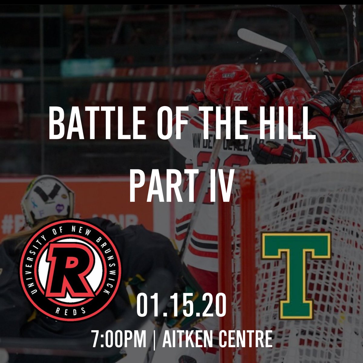 UNBWHockey's tweet photo. GAMEDAY! The 2019-2020 ‘Battle of the Hill’ concludes tonight!#OwnTheHill #GoRedsGo https://t.co/2QhcnmRhda