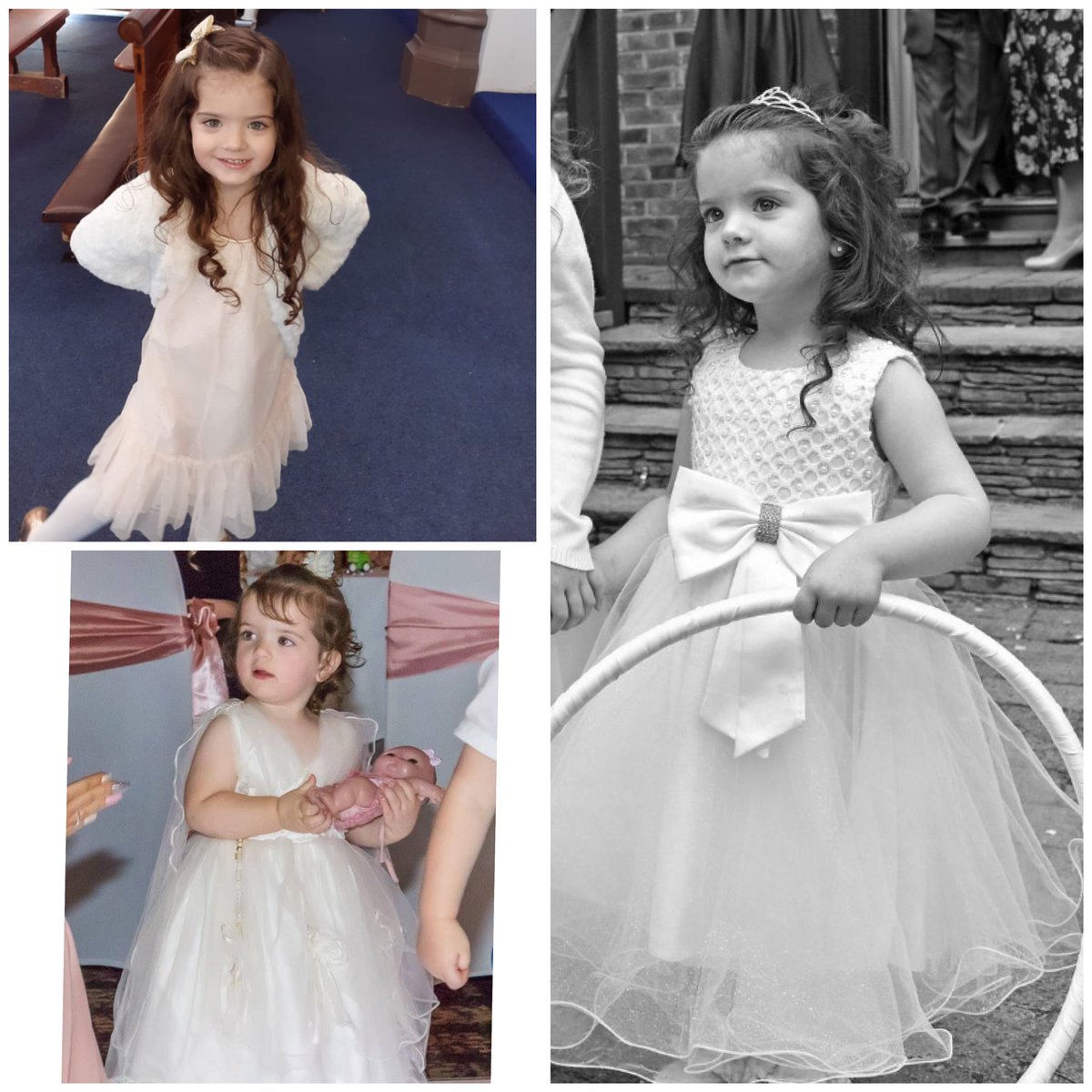 sacha_ryder's tweet photo. @hesketh_miss @MrsBowesStMarys Hallie as a flower girl at her mummy and daddy’s wedding, then at her Aunties Wedding and at her &amp; her baby brothers Baptism 🌼 https://t.co/jvKHR8OMZt