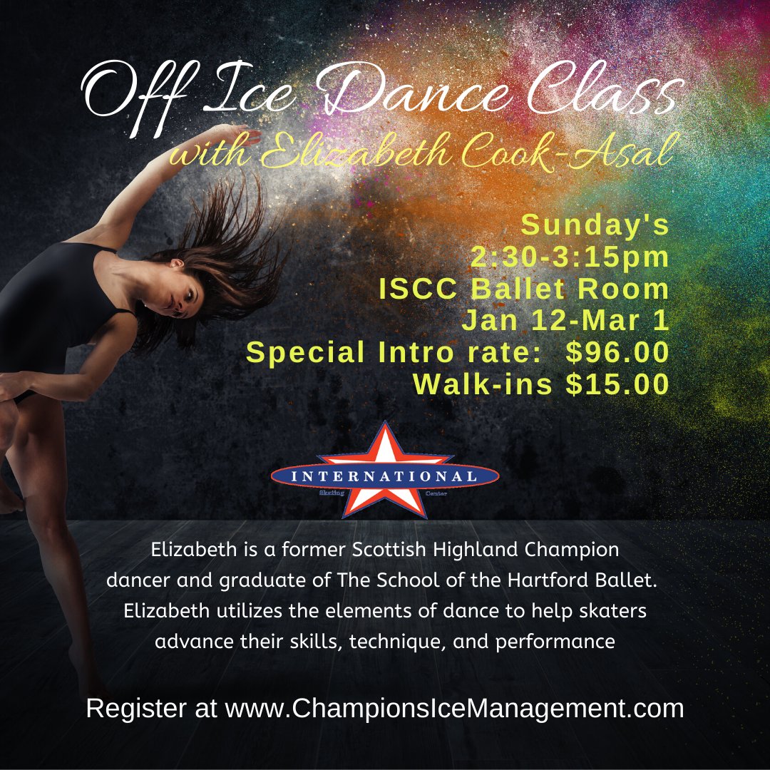 Register for the Off Ice Class at ChampionsIceManagement.com
For other rink programs and facility schedule: ISCCskate.com