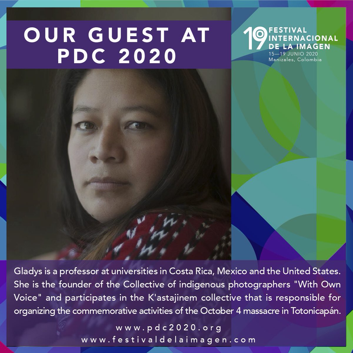 imagenfest's tweet image. Gladys is maya K’iche from Totonicapán - Guatemala. Doctor in Sociology from Benemérita Autonomus University of Puebla. She is our guest in the PDC 2020.

@PDC_2020 @felipecl #participatorydesign
