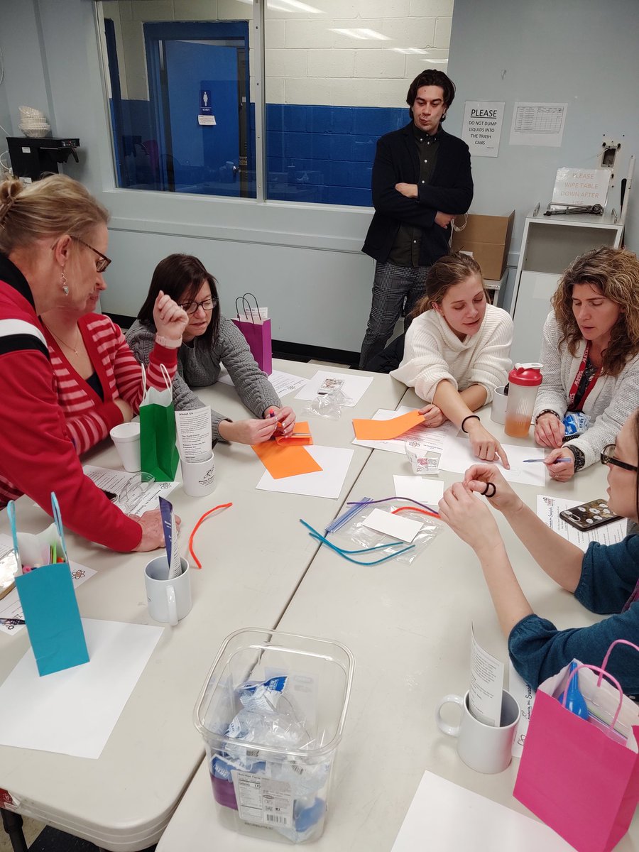 AmySHarker's tweet photo. The design thinking and collaboration has begun! Each teacher will run through the lesson and design process then be able to take the materials back to the classroom and do the lesson with their students. @AWTRoboBots @RimecoProducts @Swagelok @partnersinsci #STEAM #thinkmfg https://t.co/32myMwvK2I