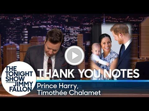 GetCreditHere's tweet photo. Thank You Notes: Prince Harry, Timothée Chalamet https://t.co/SBTow2zHCW #staged https://t.co/1P0h5A83PY