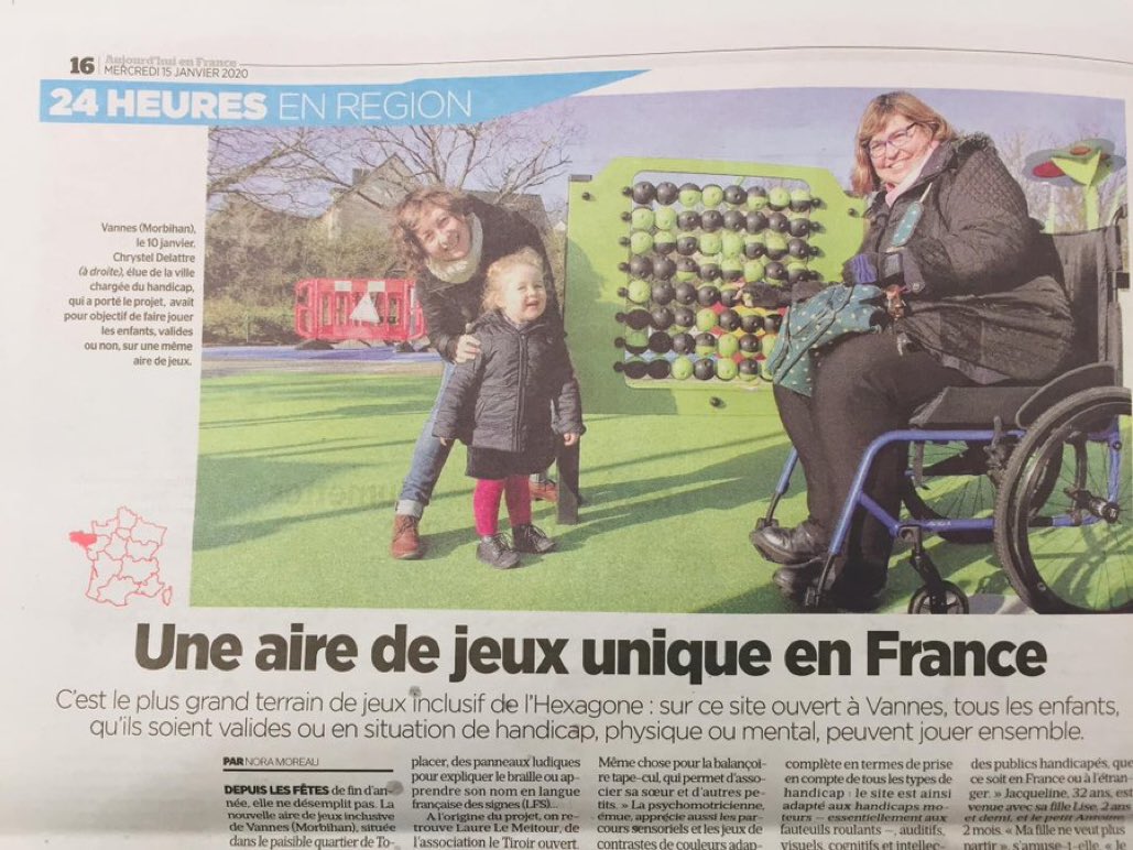 alainricher56's tweet image. #Vannes à l’honneur de @le_Parisien aujourd’hui avec l’aire de jeux inclusive. @MairieDeVannes  #davidrobo2020 #municipalesvannes2020