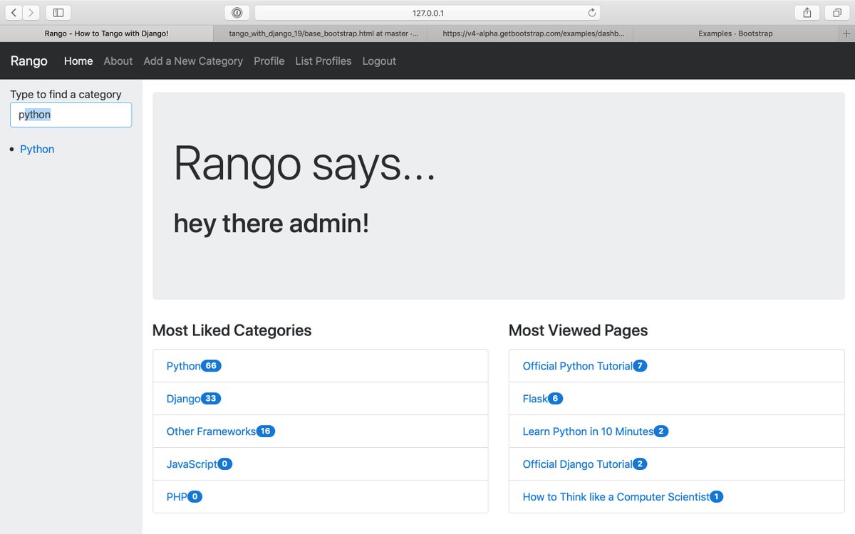 JamileKollar's tweet image. Day 50. Learning so much with #tangowithdjango book. *Track Page Clickthroughs *Creating a UserProfile Instance
*JQuery and Django *AJAX in Django with JQuery #100DaysOfCode