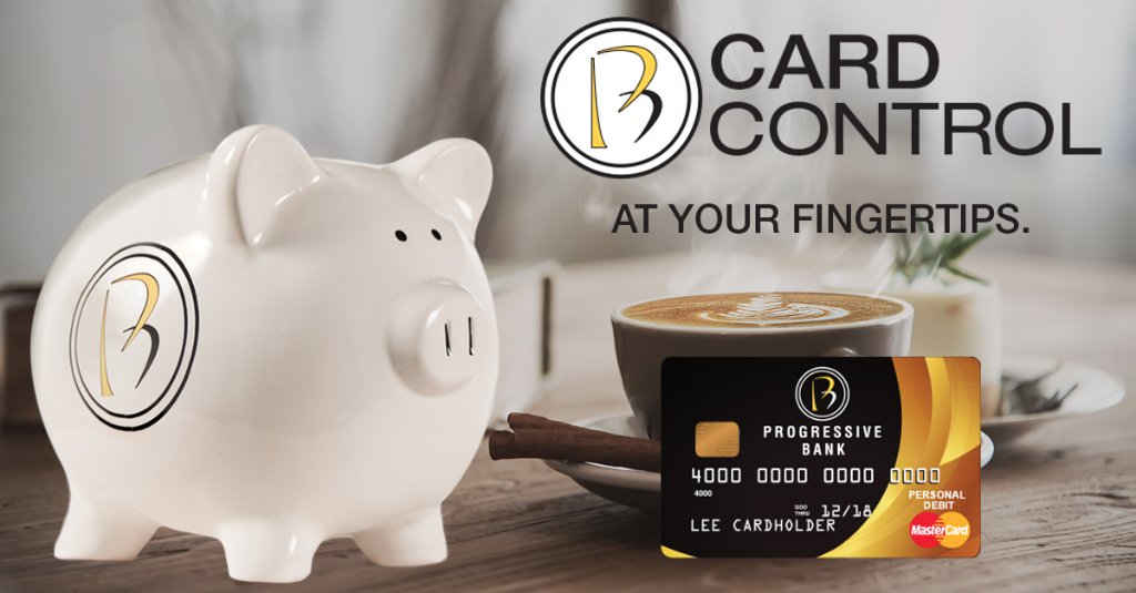 ProgressiveBank's tweet image. @ProgressiveBank  @BankProgressive 
Worry less and relax a little more with Card Control from Progressive Bank! 

#ProgressiveBank #CardControl