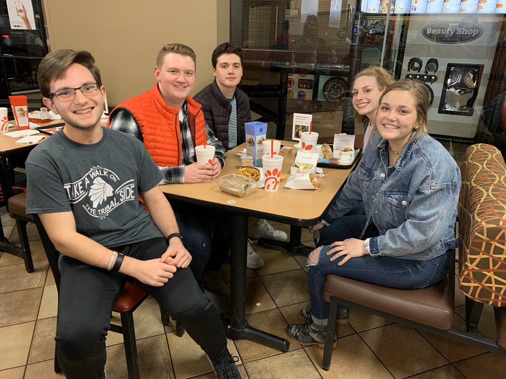 This group of officers from <a href="/MissouriDECA/">Missouri DECA</a> District 5 enjoyed some <a href="/ChickfilA/">Chick-fil-A, Inc.</a> after our 2020 planning meeting in Jeff City! #HereWeGo <a href="/isaacratcliff1/">Isaac Ratcliff</a> <a href="/waynesvilleDECA/">Waynesville DECA</a> <a href="/STJSchools/">STJ Schools</a> @ajohnson_STJ