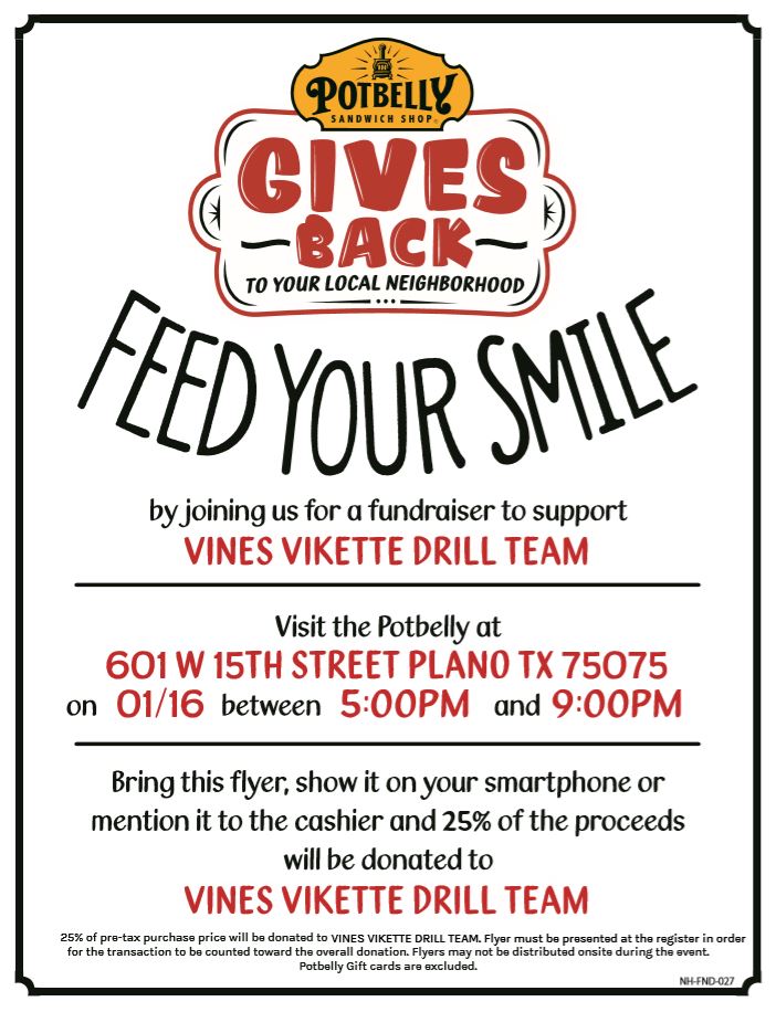VinesVikettes's tweet photo. Come to Potbelly's from 5-9pm tomorrow to support the Vikettes! Don't forget to mention us as you check out!  Thank you for your support! https://t.co/pxP5o51H2r