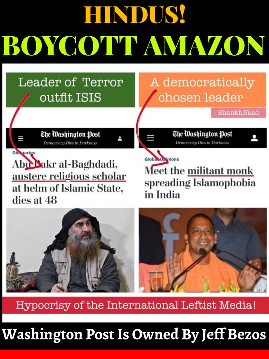 nav_nirvana's tweet image. Hindus, you'll have to FIGHT your own battle if you want to SURVIVE

Don't Bother About Immediate Loss, Think About Long Term Gain... 

#BoycottAmazon 
#SayNoToAmazon
#ThursdayMotivation 
#IndiaSupportsCAA 
#IndiaFirst