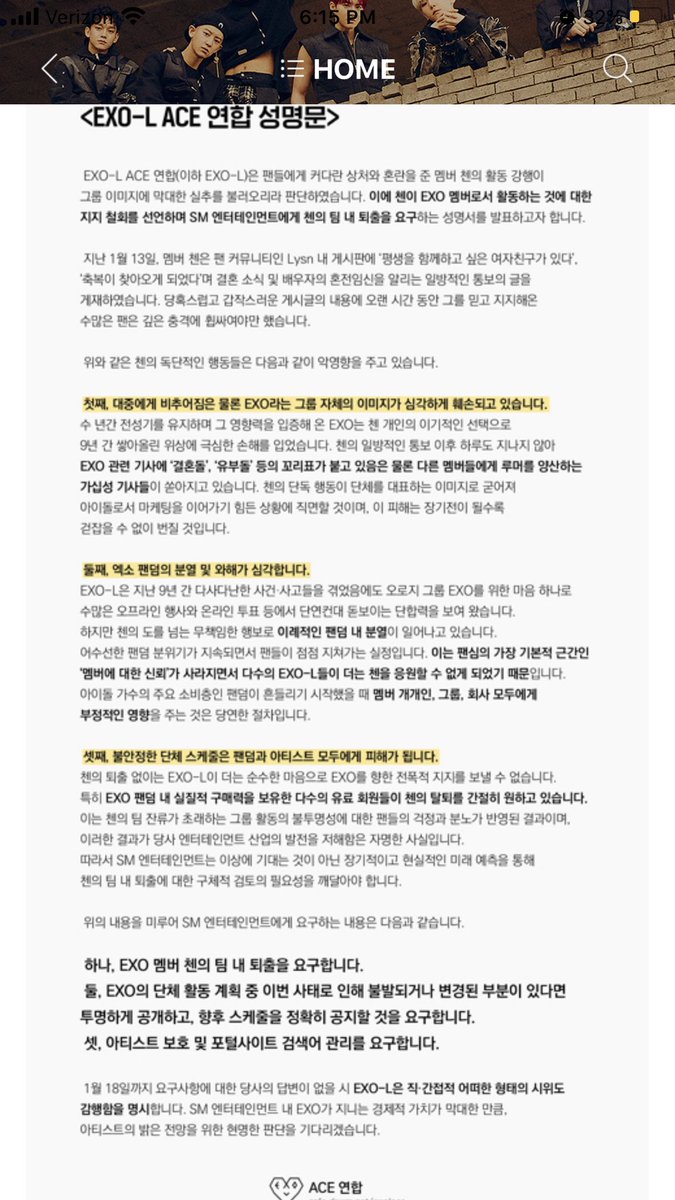 chen_brazil's tweet photo. [⚡] ATENÇÃO!
Kerries, estao nesse momento espalhando pelo ACE uma petição pedindo que o Jongdae saia do grupo e se ate o 18/01 ele nao sair, elas irão fazer protestos diretos e indiretos
Isso é inadmissível e prejudicial. É a segurança do Jongdae e do EXO que está em risco agora https://t.co/tFTz6d2ONO