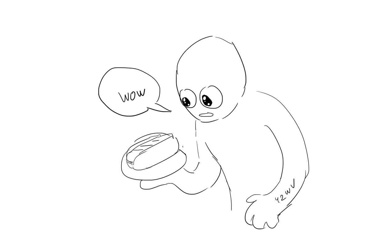 42WV_'s tweet photo. I had to draw the dream I had where dimitri was barbecueing and serving hot dogs https://t.co/nqqbk71nN6