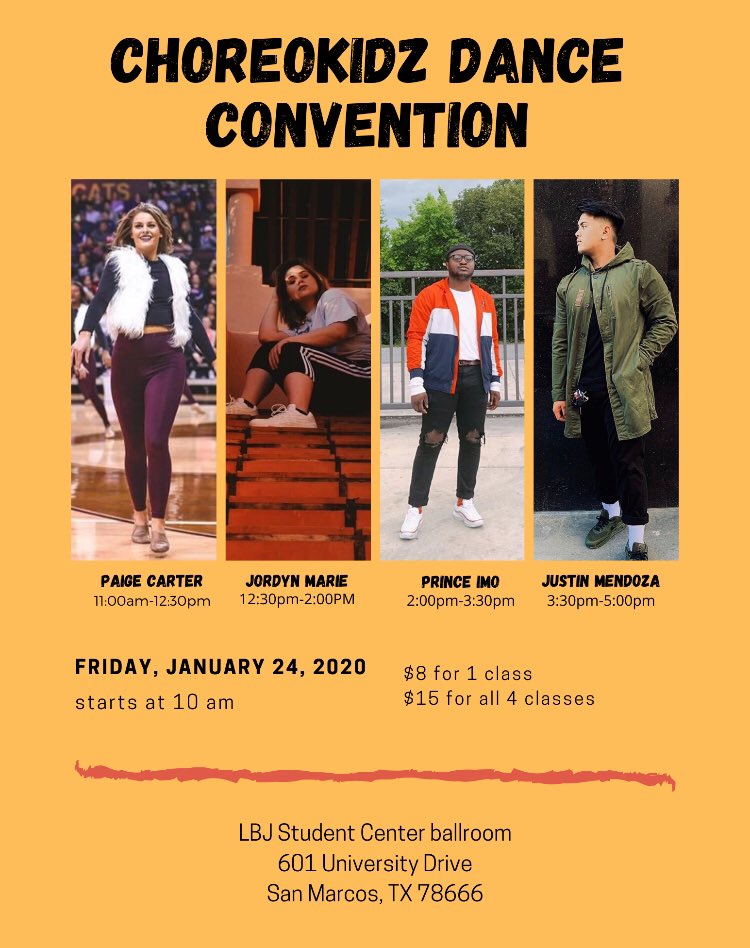 Happy New Years Bobcats! Bring in the new year by coming out to our very first dance convention! Open to all level of dancers and all styles, these choreographers are here to inspire. GET YOUR TICKETS NOW, LINK IN BIO ⬆️ #sanmarcos #austin #sanantonio #txst