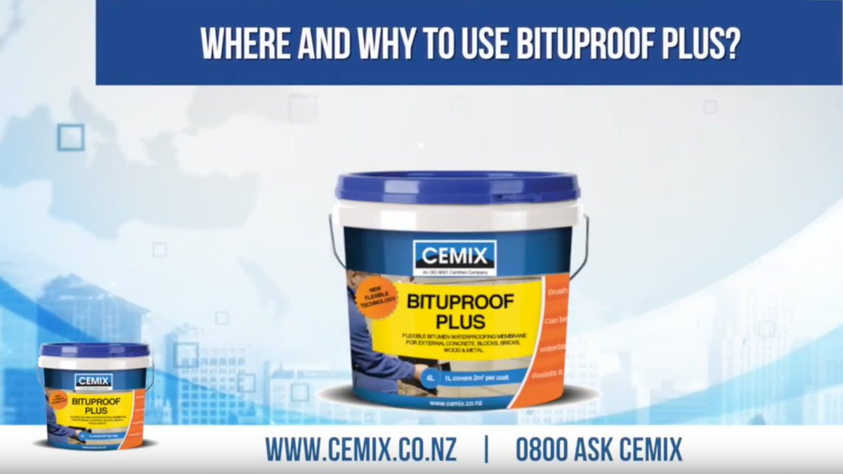 CemixNZ's tweet photo. A video guide with all that you need to know about 'Cemix Bituproof Plus' and its uses. Click here to watch the video: https://t.co/KyCsWQYOrH

Check out our video library here: https://t.co/Z0ZDFLr6zI

#CemixProducts #Waterproofing #KnowYourCemixProducts #VideoGuide https://t.co/LIOkUjdkSs