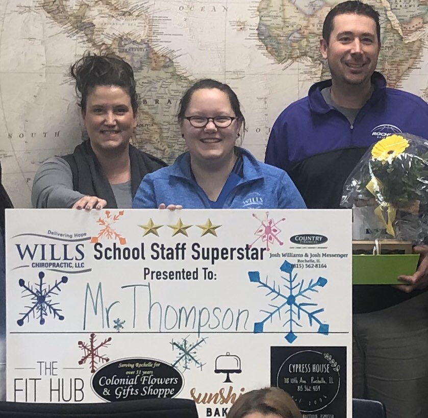 clewisRTHS's tweet photo. Congrats to Tim Thompson @RthsHoops on receiving the School Staff Superstar teacher of the week. Thank you to local sponsors for putting this together. #weRhubs @hubpride https://t.co/HIF0m6B9MS