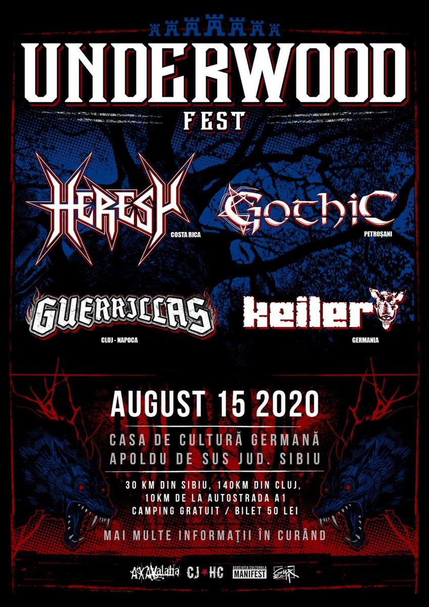 heresycr's tweet photo. We are extremely proud and honored to announce the first official date of our upcoming 4th European Tour at the heart of Transylvania.

August 15th 2020 ▪️ Camping Area (Fee included in the ticket) ▪️Local drinks▪️Metal Market and more.

Axa Valaha Productions. https://t.co/8LnVgLwvIU