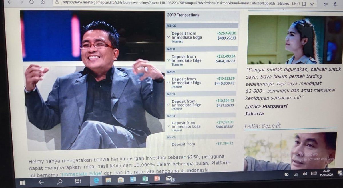 Teman2 dan semua masyarakat, nama dan foto saya dicatut dlm berita dan permainan investasi ini. Saya nyatakan ini bohong. Saya tdk pernah rerlibat permainan investasi spt ini.