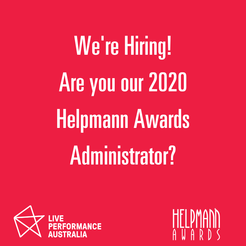 We're Hiring - 2020 Helpmann Awards Administrator!

More details:
artshub.com.au/job/melbourne/…