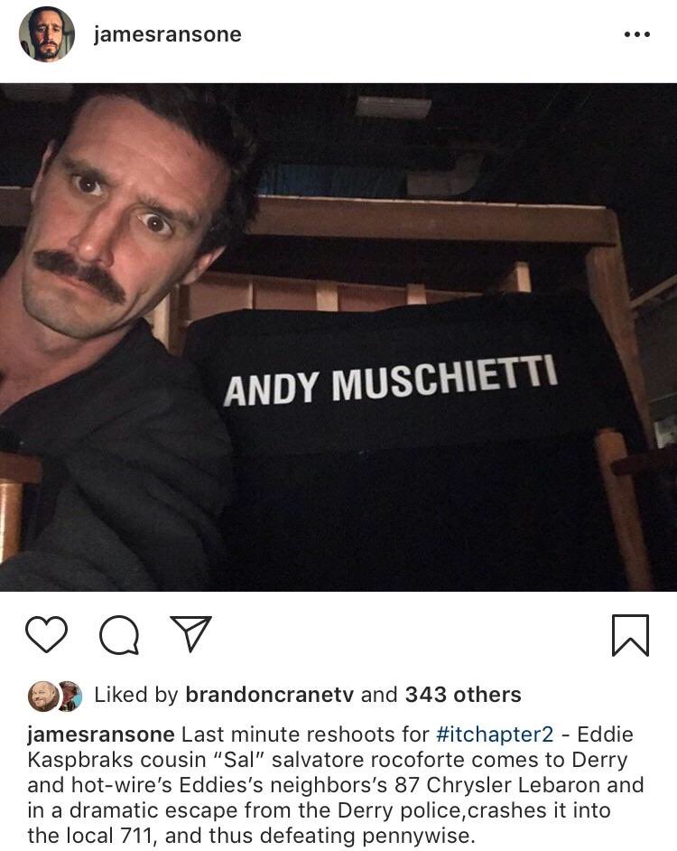 James Ransone + his weird stache doing reshoots of IT Chapter 2 