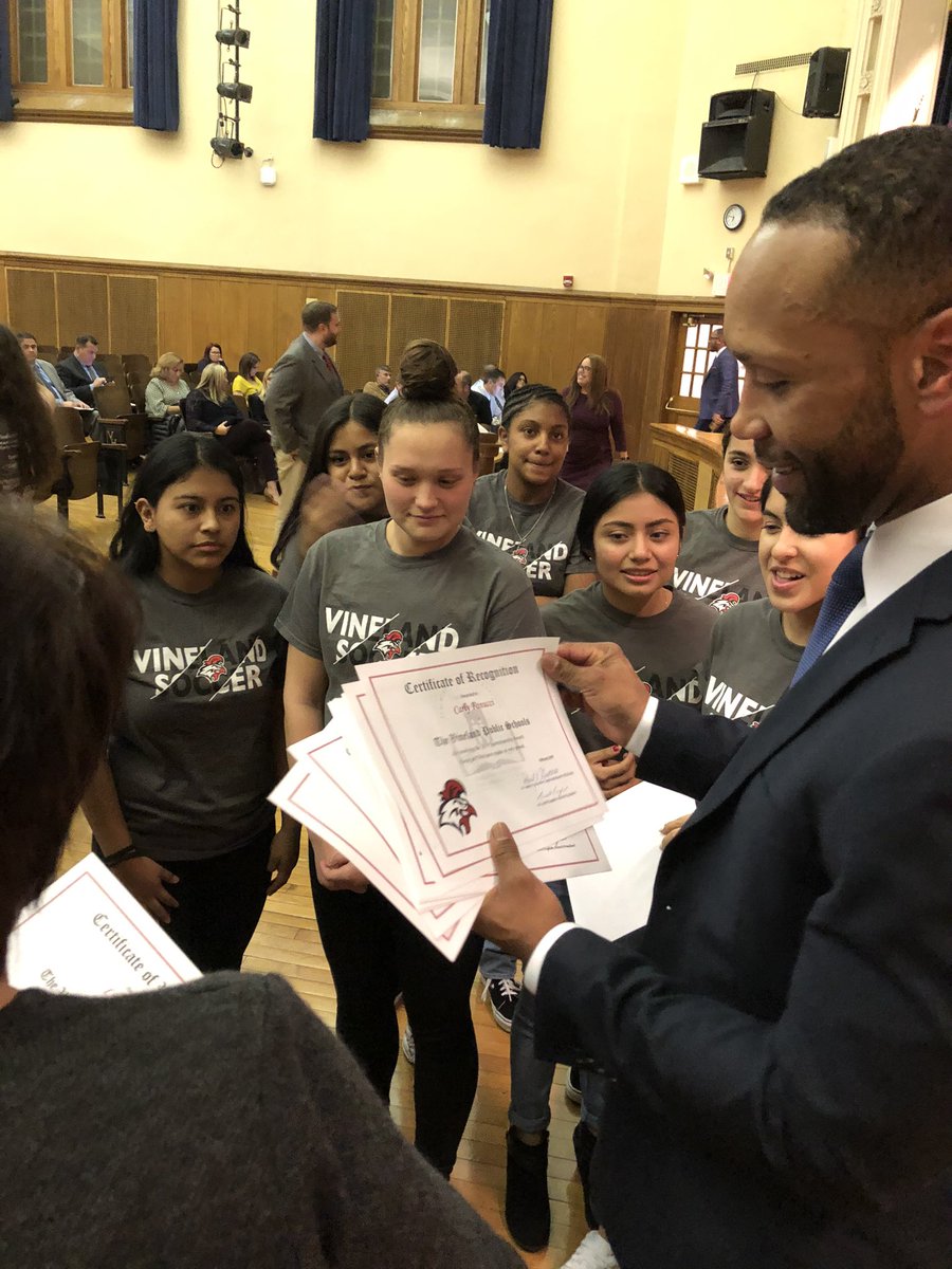 ✏️Congratulations to #Vineland High School Girls’ Soccer Team for winning the Atlantic Cape Cumberland Soccer Officials’ Association 2019 Sportsmanship Award. The BOE honored team with certificates. @RockTheRoostVHS <a href="/2020vhs/">vhs class of 2020</a> <a href="/VhsGirls/">VHS Girls Soccer</a> <a href="/DJPlaymakers/">The Daily Journal</a>
