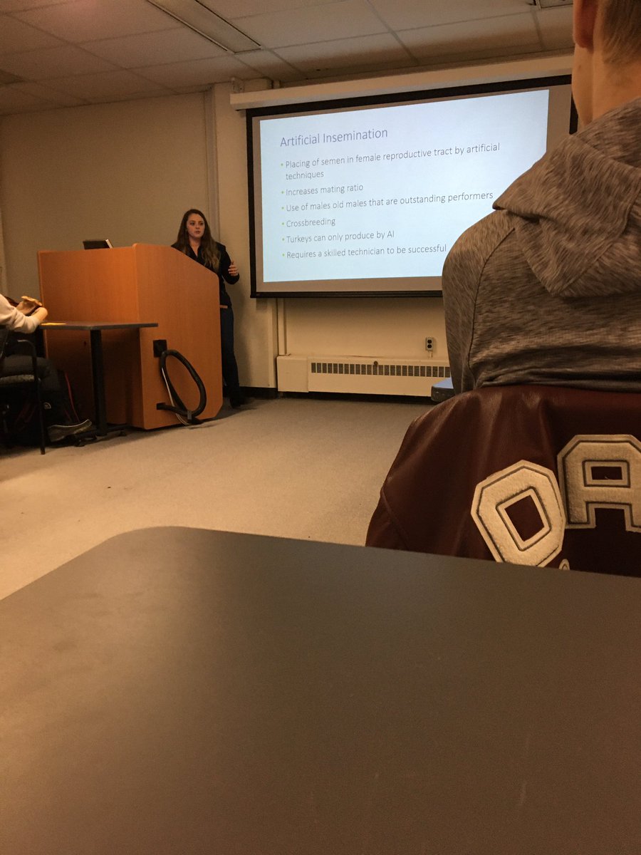 We had our first meeting of the semester tonight, where Kristen Alves from @BetterBreeding came in and gave us an overview of Artificial Insemination in poultry. Thanks to Kirsten and everyone who came out!