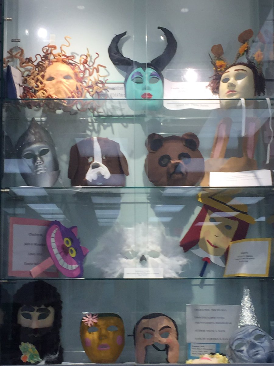 MarthaWild2's tweet photo. So proud of my language arts Ss whose work is displayed at Midlothian Library — maps of the settings and masks of characters https://t.co/CEahYzTPqx