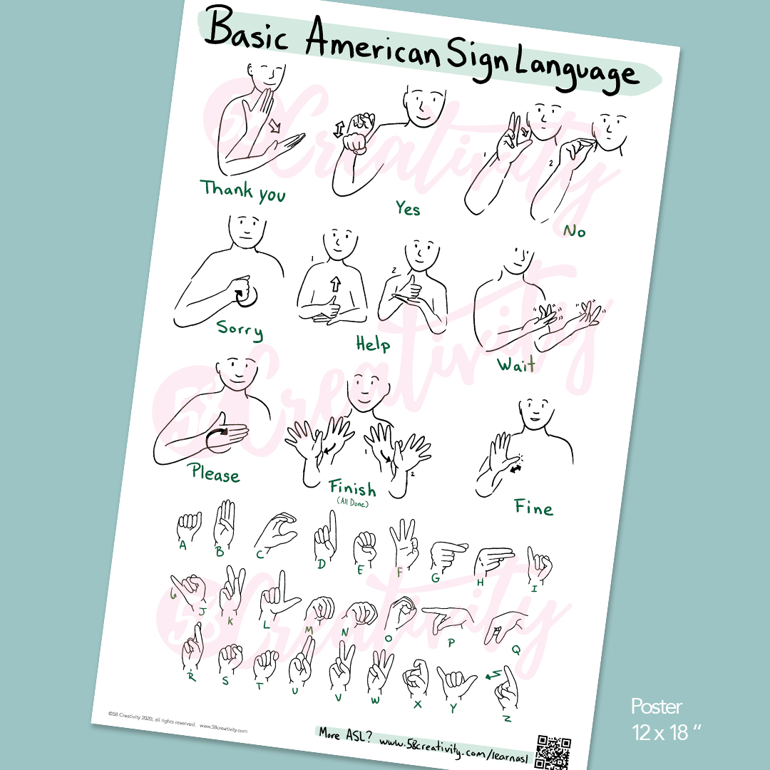I created two posters for the workspace where Deaf work around hearing people. I am trying to connect hearing people and Deaf people so, we can all communicate with each other. I want to encourage hearing co-workers to learn some basic sign language.