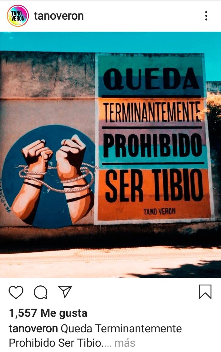 ¿Conocen a <a href="/tanoveron/">Tano Veron</a>? No anda mucho por TW, pero chequen su IG.
Arte visual, palabras contundentes.