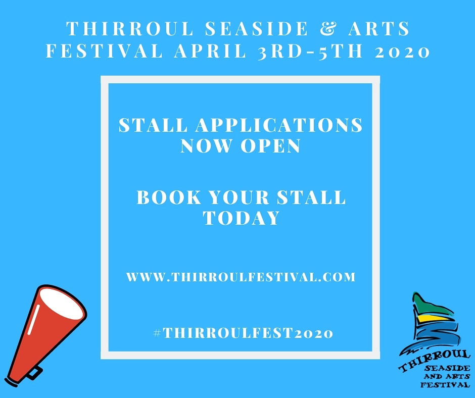 📢Stall Applications now open!📢

thirroulfestival.com

#thirroulfest2020 #artsandcrafts #foodtruck #localart #weheartthegong #festival #localbusiness #artists