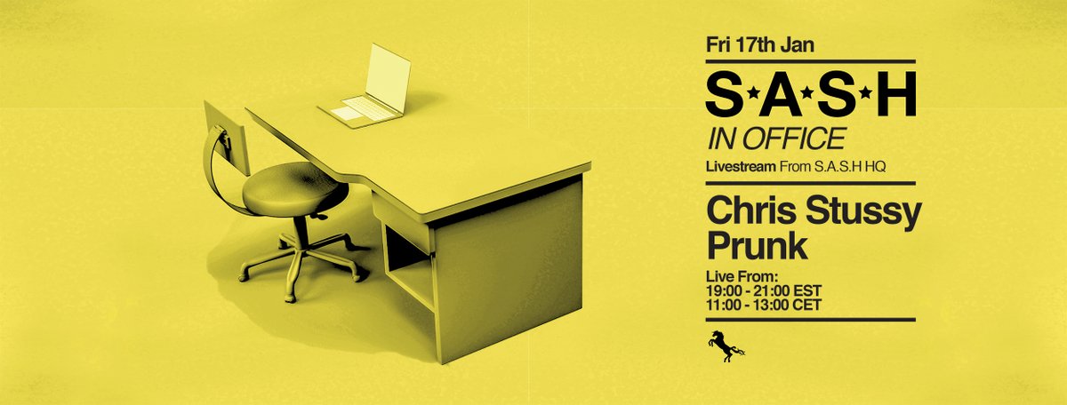 Friday 17.1 #SASH In Office with Chris Stussy &amp; Prunk
1900-2100 Sydney Time

Stream info: bit.ly/36Yw5j6