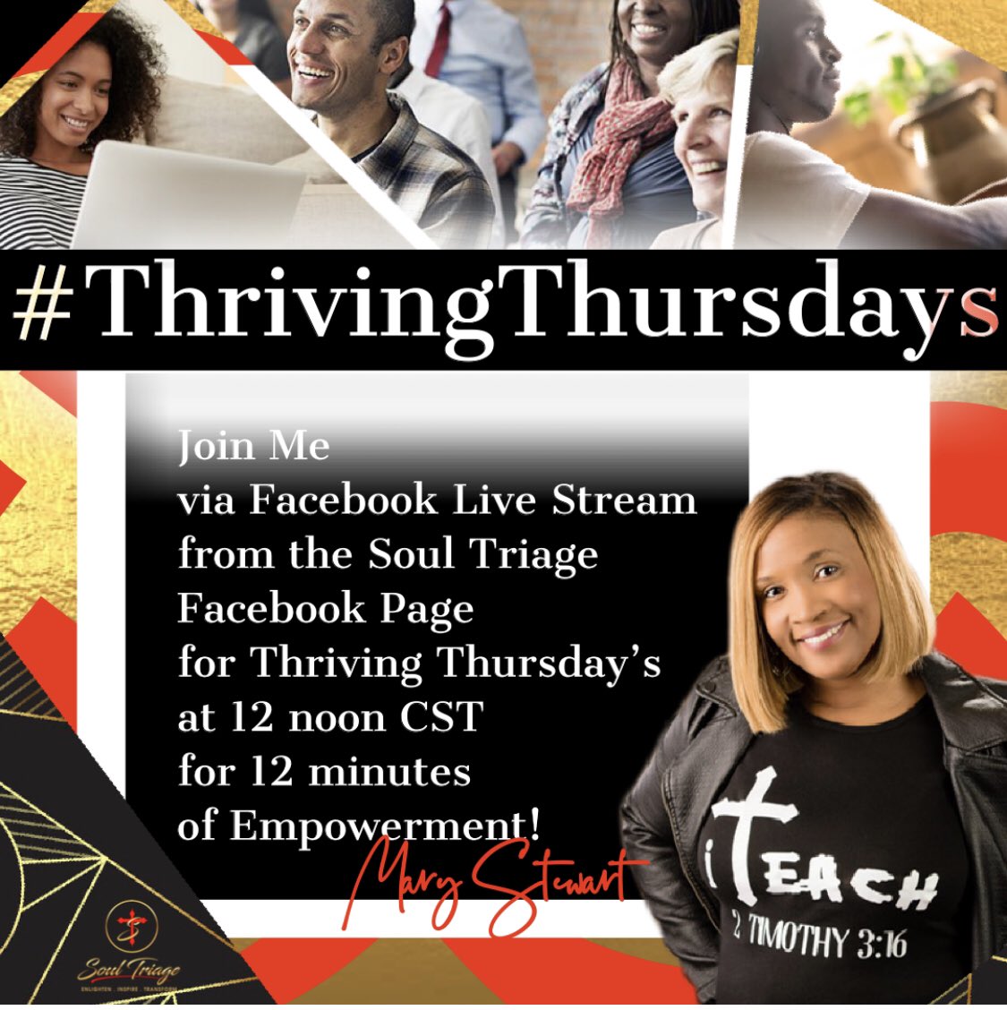 MyTriage's tweet image. Join Me Tomorrow For Thriving Thursday! #Focused #Faithful #FormedByGod 🙌🏾❤️🙏🏾