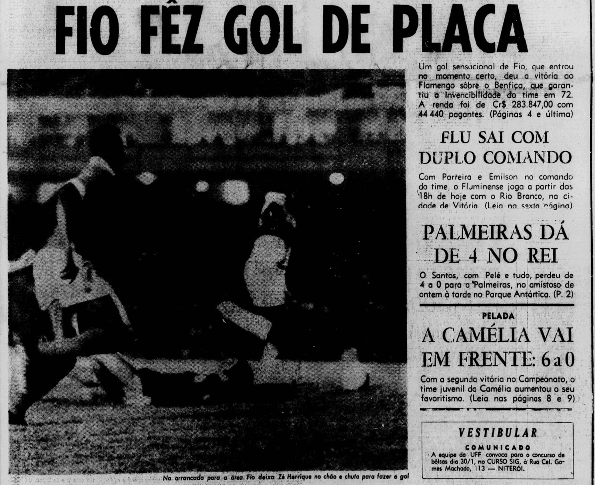 Flahistoria On Twitter 15 De Janeiro 1972 Flahistoria Foi Um Gol De Anjo Um Verdadeiro Gol De Placa No Maracana Com 44 282 Pagantes O Flamengo Venceu O Benfica De Eusebio Por flahistoria on twitter 15 de janeiro