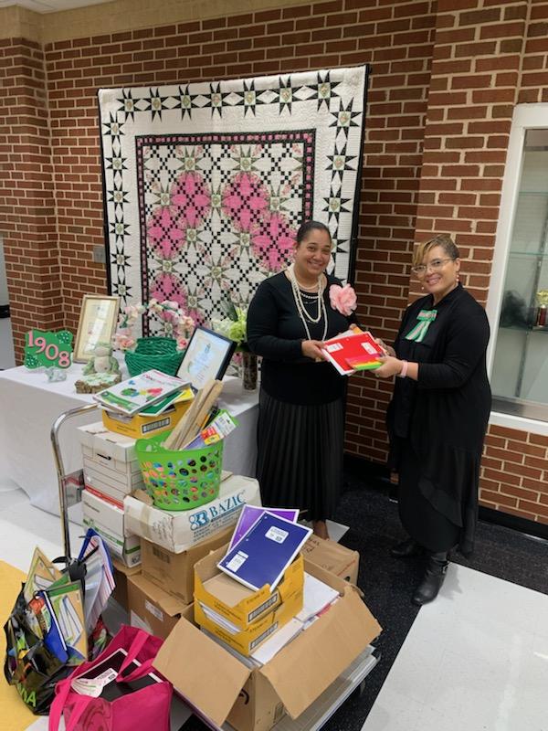 The Clayton and Henry County Graduate chapter of Alpha Kappa Alpha Sorority, Inc.  Blessed our staff and learners today with school and office supplies!  Thank you #PAOinExcellence #J15  #wehelpeachother