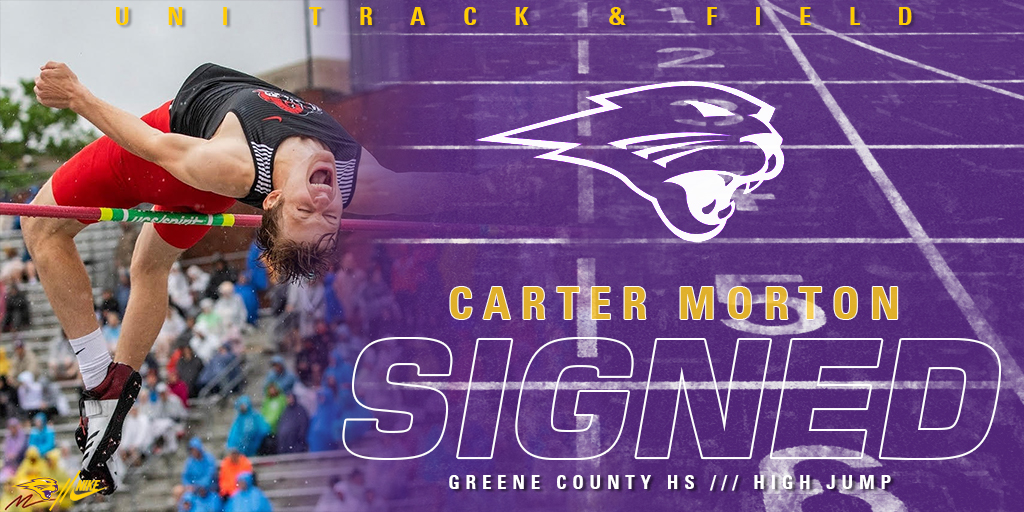 UNITrackFieldXC's tweet photo. We are excited to welcome @3CarterMorton3 to the Panther Family. He is a 6-8 high jumper who finished on the podium at the Iowa State Championship in 2019. 

#UNIFight https://t.co/e90ueXPAQ7