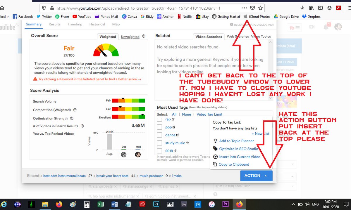 sianassongs's tweet image. @TubeBuddy I am stuck and cant lower the tubebuddy window down and I hate this action button bring back Insert please! #tubebuddy #hatethisupdate #pleasehelp