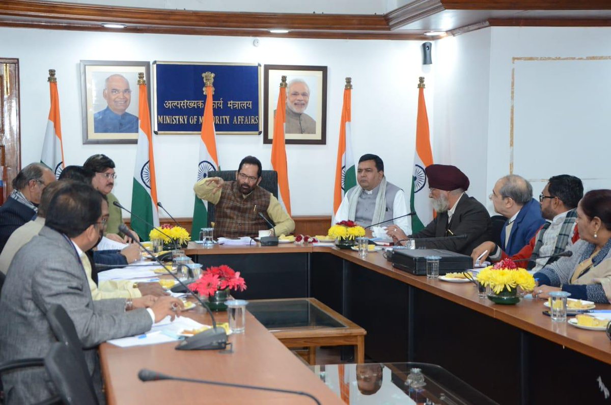 naqvimukhtar's tweet photo. Today chaired 122nd Governing Body and 72nd General Body meeting of Maulana Azad Education Foundation in New Delhi. Gharib Nawaz Employment Scheme, “Hunar Haat”, “Begum Hazrat Mahal Girls Scholarship” schemes were reviewed. https://t.co/vrQCZogMWc