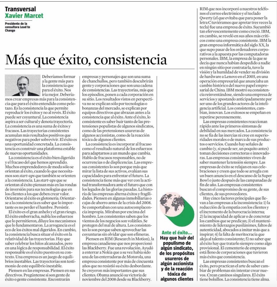 montsedelpozo's tweet photo. “La consistencia es incorporar al fracaso como el resultado natural de los esfuerzos para adaptarnos a un mundo que cambia” https://t.co/wbCLWowetv
