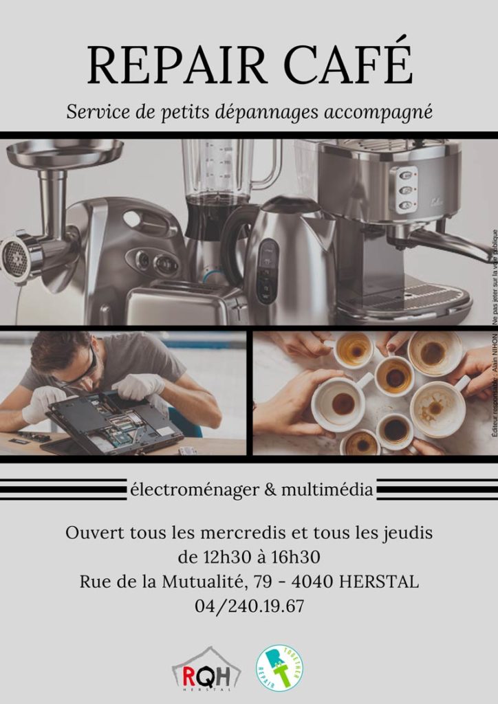 RepairTogether's tweet photo. 🛠 Repair jeudi 16 janvier
  - Repair @ #Herstal 12h30-16h30 
 rue de La Mutualité, 79, 4040 Herstal  
- Repair @ #Boussu 13h30-15h40
 Rue Sainte-Louise 82, 7301 Boussu
- Repair @ #Gembloux 20h-22h
 rue Entrée Jacques 31a, 5030 Gembloux
https://t.co/Nm1clsyUxv https://t.co/c8TIXEaKXf