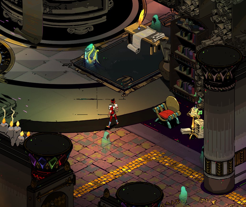 UmmelM's tweet photo. @SupergiantGames idk if repeatable but after going to the lounge with Orpheus he respawned in front of the contractor instead of his seat, but music is still playing from other location with listen prompt. https://t.co/WqZWl3pbgm