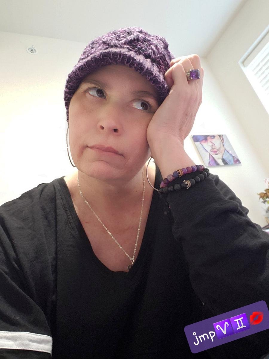 JustMePixie's tweet photo. LOL #PurpleCrew I'm
on rest week from #ChemoDays
Ooooh it was out 2 get me
Like my new hat? It covers the porcine hair nicely๐ฌ
Hope everything is well with y'all ๐ฅฐ
We've got a job 2 do
Keep #Prince ing ๐๐ถ๐ธ
#BadAssWitClass
My Beautiful Beloved #GeminiPrince #CosmicLover https://t.co/OE14cwwDxp