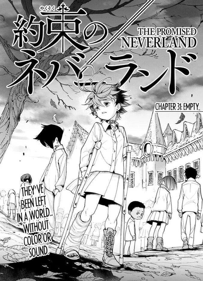 The three lines in tpn logo represent the three main characters. One of the lines was absent in chapter 31 cover, as a tribute to Norman.So far, the update of volume profile pictures of the three main characters was related to Norman's situation in manga..(cont)