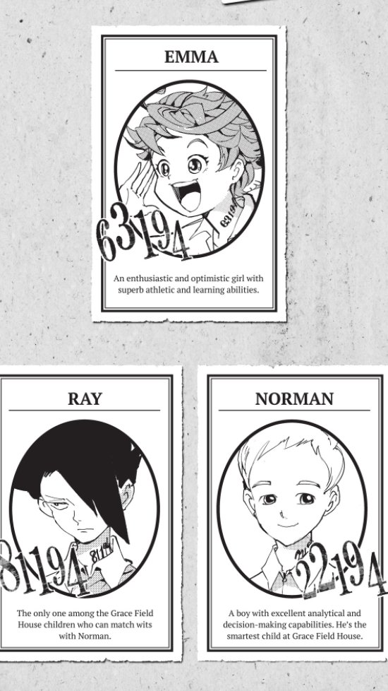 The initial pictures were changed from volume 5 and Norman's profile was scratched out. The scratch was removed from volume 10 onwards. The final update of their pictures came with volume 15; now Norman has two seals beside his name: one for GF and one for Lambda.
