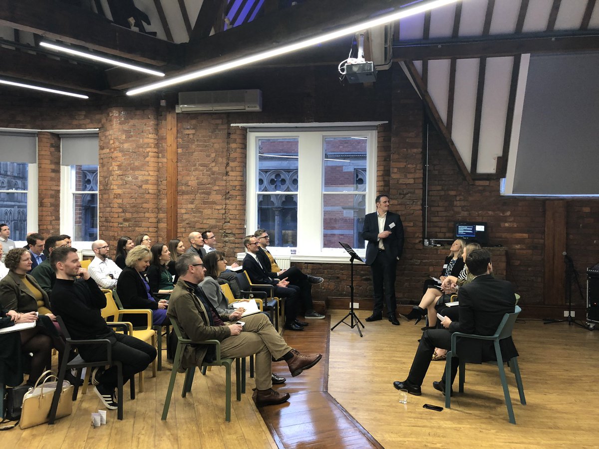 mikeyclare's tweet photo. This morning @turleyplanning host a panel discussion in Mcr to discuss  #FutureOfTownCentres. Thanks to Paul Richards @StockportMBC, Becca Heron  @WiganCouncil and Lauren Gavaghan @Genr8D for taking part, and to our own @emzed33 and @PeterRoweUK for chairing. https://t.co/b9LVK79j63