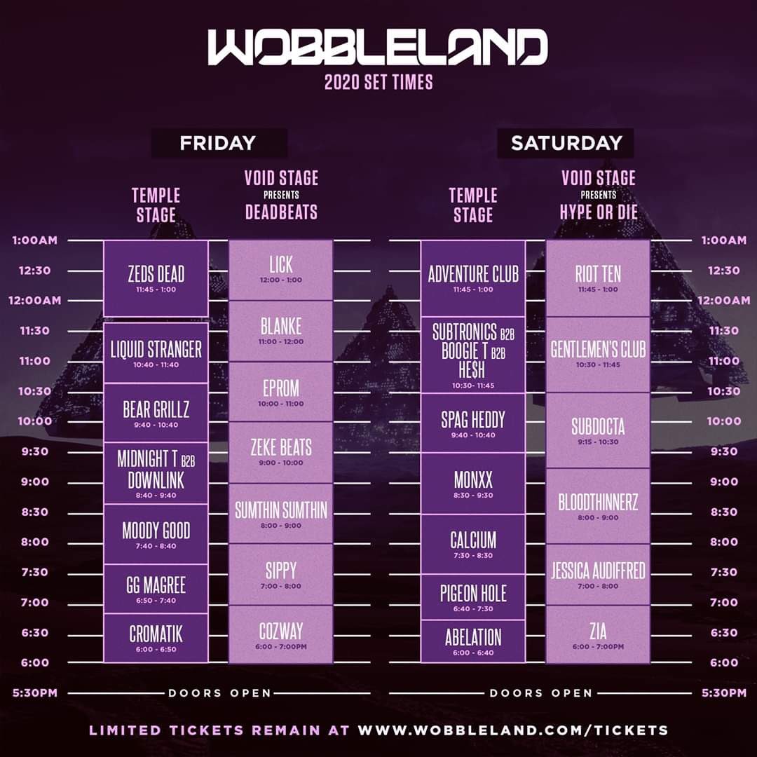 Wobbleland 2020 schedule