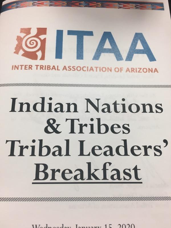 Triballab's tweet photo. Today our CEO @corylittlepage spoke at the Indian Nations &amp; Tribes Tribal Leaders' Breakfast hosted by the Inter Tribal Association of Arizona. We are thankful for our partnership with #ITAA &amp; happy to sponsor the event. #Nativeownedlab #triballab #tribalhealth #Nativehealth https://t.co/C8akkgWCQO