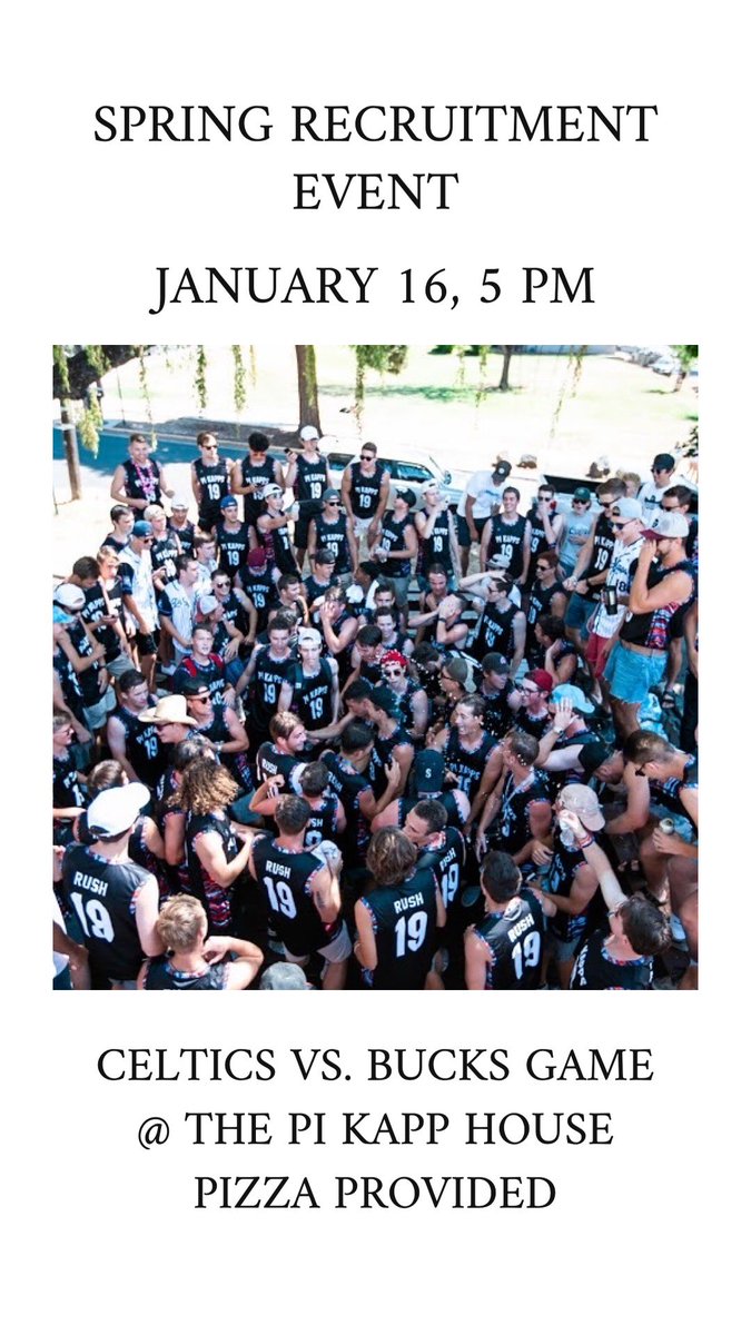 Spring Recruitment Event 
January 16, 5pm