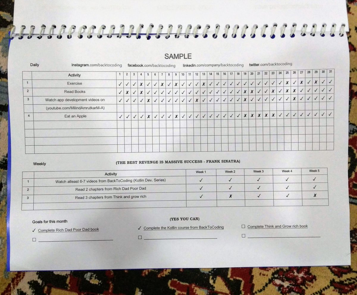 BackToCoding's tweet image. Track your Habits using Habit Tracker.
A very effective tool for bringing Productivity in your life.
For purchases please contact
Email: backtocoding@gmail.com
#btc #backtocoding #MilindAmrutkar #habit #habitchange #habittracker #tracker