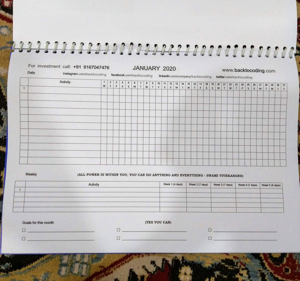 BackToCoding's tweet image. Track your Habits using Habit Tracker.
A very effective tool for bringing Productivity in your life.
For purchases please contact
Email: backtocoding@gmail.com
#btc #backtocoding #MilindAmrutkar #habit #habitchange #habittracker #tracker
